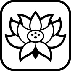 Lotus flower head oriental Buddhist symbol. Vector icon isolated