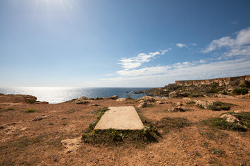 Obraz premium Panoramic scenic view of the coast of Malta. Discovering Malta island, Europe. Hiking in Malta. Active life in Malta