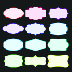 Fototapeta premium Collection of vintage colorful ornament frame doodle illustration