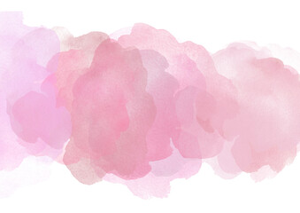 Watercolor pink and beige clouds. Watercolor abstract Blots on white background. Colorful gradient Blobs, mottled blurred watercolor splashes