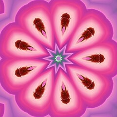 Fototapeta na wymiar Geometric bougainvillea flowers in bright pink kaleidoscope abstract concept and beautiful pattern mix