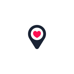Fototapeta premium Marker location icon with heart