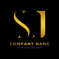  Creative letter sj logo design.sj gold color typography vector template design.