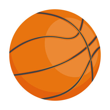 Basketball semi flat color vector object. Sporting equipment. Sports gear. Fitness tool. Full sized item on white. Simple cartoon style illustration for web graphic design and animation