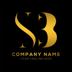  Creative letter sb logo design.sb gold color typography vector template design.