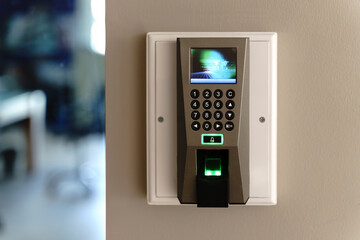 Yong man push down the electronic control machine to access the door