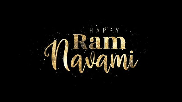Happy Ram Navami Text Animation Alpha Channel