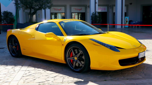 Italy &ndash; April 8, 2022: Ferrari 458 Spider. Ferrari is an Italian luxury sports car based in Maranello, Italy