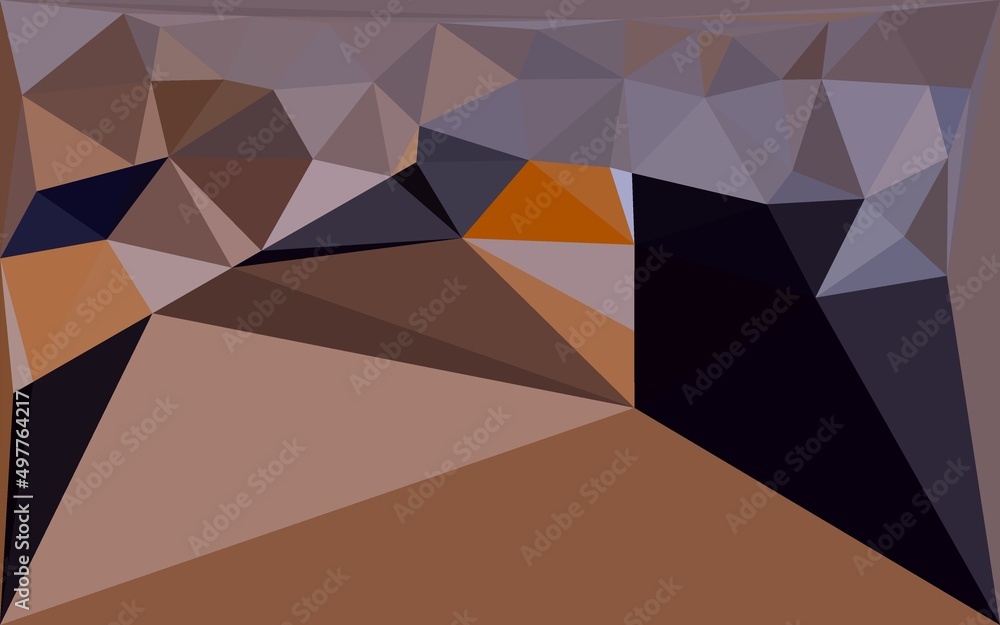 Poster intricate and complex pattern and designed mosaic from many triangle shaped tiles in orange gold bla