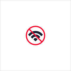 No Wifi icon vector illustration. Sign for Wifi forbidden areas. No Wifi symbol for information plates and stickers.