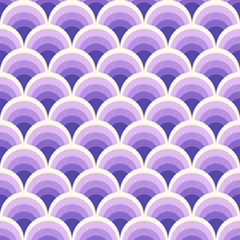 Fish scale abstract geometric seamless pattern. Colorful circles 70s style nostalgic retro background. Classic fashion print for fabric, paper