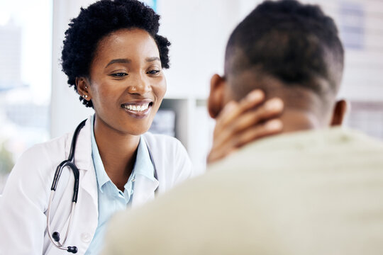 How have you been feeling. Cropped shot of an attractive young female doctor doing consult with an unrecognizable male patient in her office.