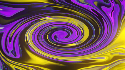 Circular Abstract Twisted Liquid Purple Yellow Background