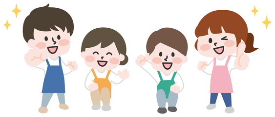 Fototapeta premium エプロンをつけた人物のイラスト