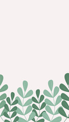 Cute Phone Wallpaper With Leaves on Pastel Pink Background, Wallpaper for Social Media Stories with space for text