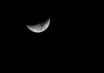 Naklejka na ściany i meble Crescent Moon Horizontal in Deep Black Sky with Copy Space 