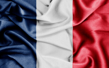 Close up of ruffled flag of France