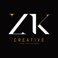 Creative letter zk logo design vector.