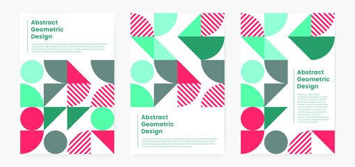 Geometric minimalistic artwork covered with shapes and figures. The abstract pattern design style for cover, web banner, landing page, business presentation, branding, packaging, wallpaper