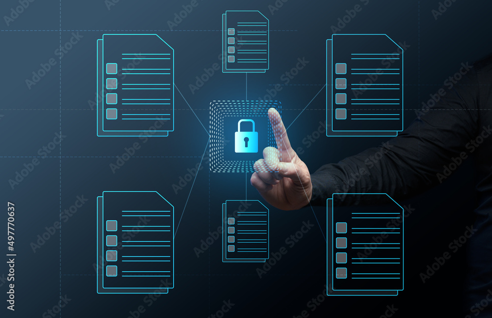 Poster data privacy. protection of personal data and corporate document management system. software for sec