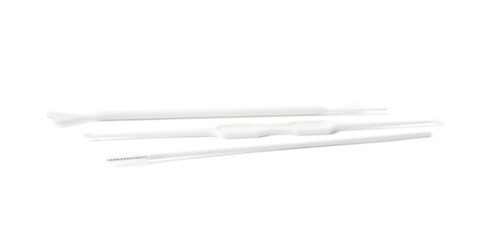 Disposable gynecological examination kit on white background