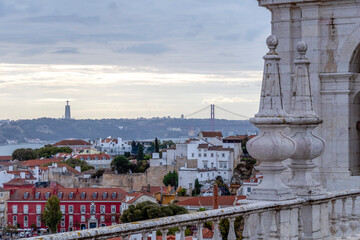 Monastery of Saint Vincent de Fora and panoramic view of Lisbon city center, Lisbon, Portugal