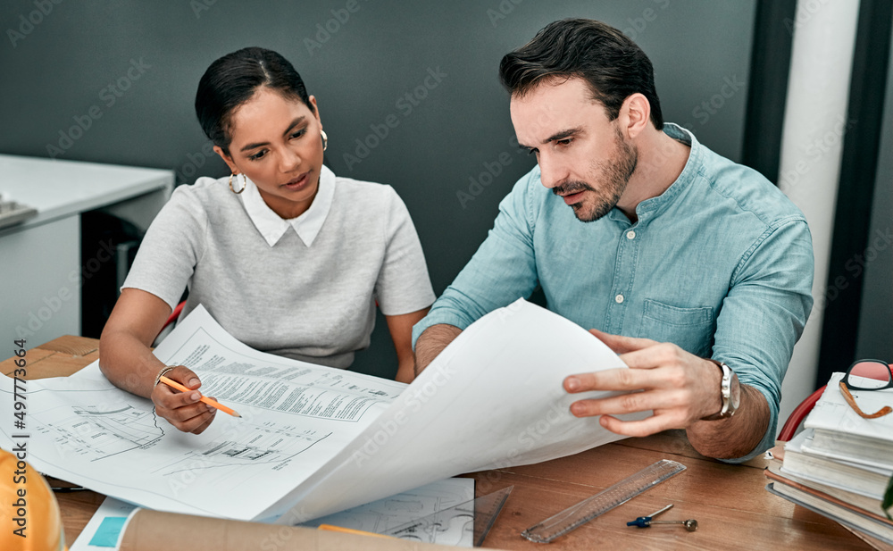 Poster theyre the pros. shot of two architects working with blueprints in an office.
