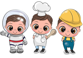 Cute Cartoon Boys of different professions