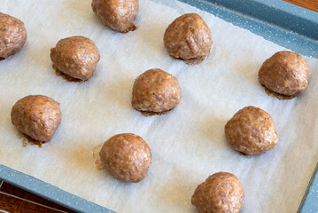 Baked Meatballs on a Baking Sheet