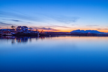Fototapeta premium Twilight in Brønnøysund ,Helgeland,Northern Norway,scandinavia,Europe