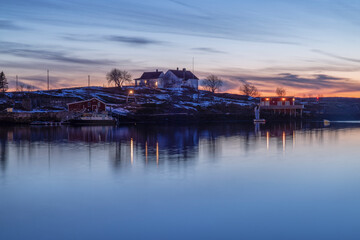 Fototapeta na wymiar Twilight in Brønnøysund ,Helgeland,Northern Norway,scandinavia,Europe