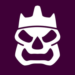 Dead head coronation.Dead king skull and crown.Vector flat illustration.