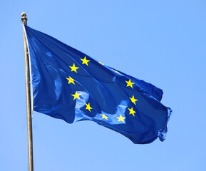 European Flag with the yellow stars on blue background