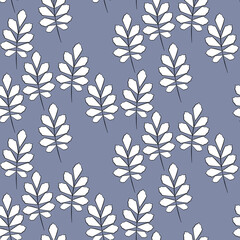 Vector seamless half-drop pattern, with leaves