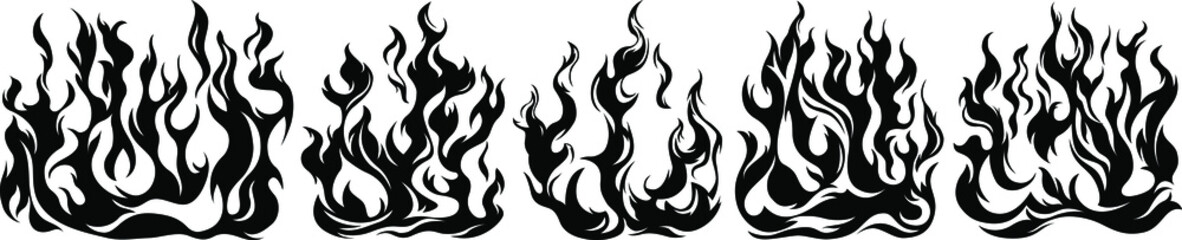 Fire flames isolated on white background. Tribal tattoo design.