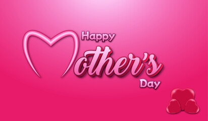 Happy mother's day greeting card design with heart and Editable 3D text Effect 