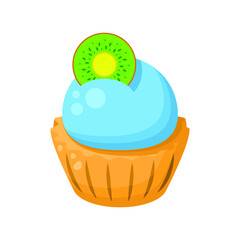 Abstract Flat Fast Food CupCake With Kiwi Meal Background Vector Design Style Cooking, Breakfast