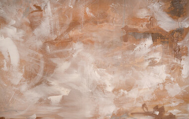 Modern art. Closeup view of colorful abstract painting. Strong brushwork texture and pattern.