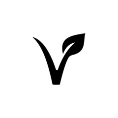 Vegan simple flat icon vector - obrazy, fototapety, plakaty