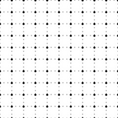 Square seamless background pattern from geometric shapes are different sizes and opacity. The pattern is evenly filled with small black Christmas tree toys. Vector illustration on white background