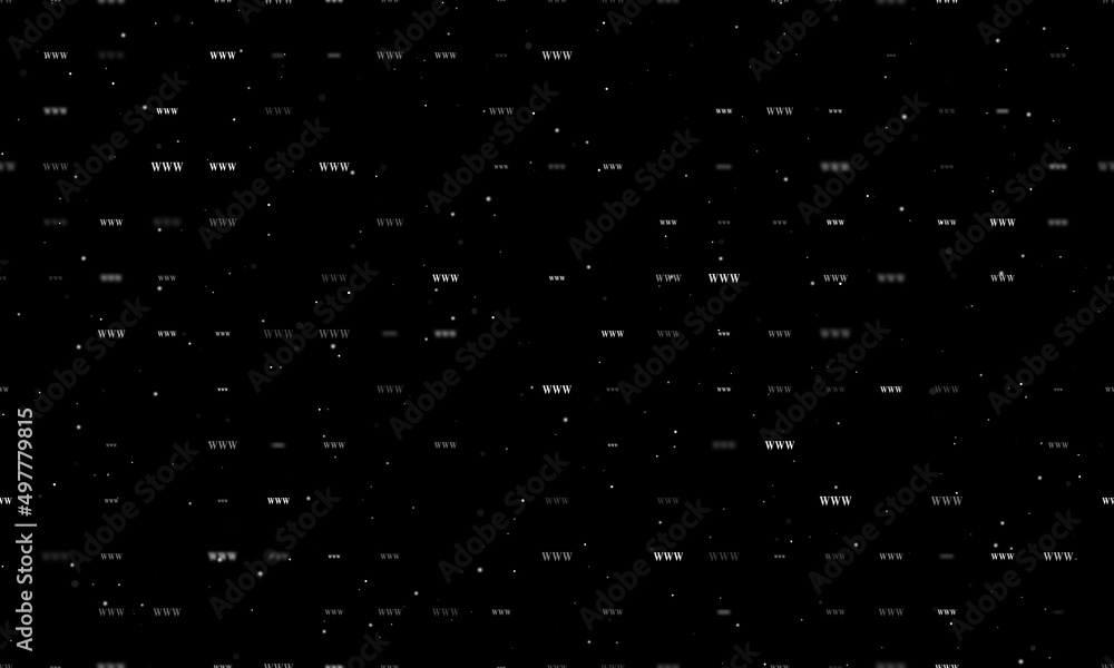 Poster seamless background pattern of evenly spaced white www symbols of different sizes and opacity. vecto