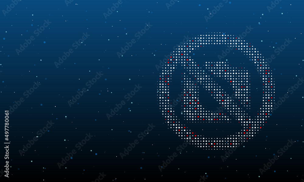 Poster on the right is the no photo symbol filled with white dots. background pattern from dots and circles