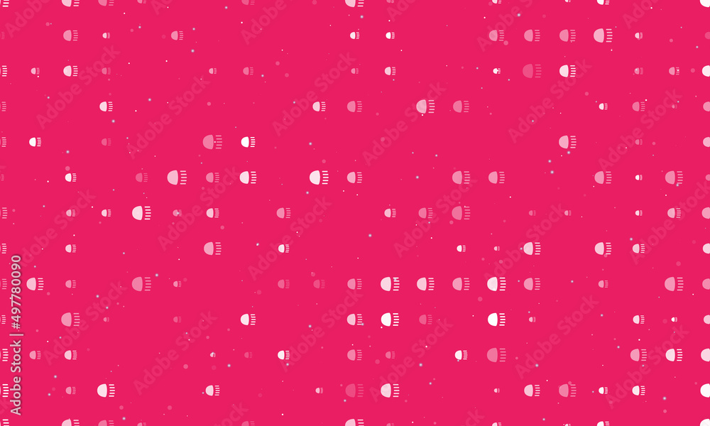 Poster seamless background pattern of evenly spaced white headlight symbols of different sizes and opacity.