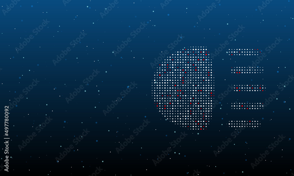 Poster on the right is the headlight symbol filled with white dots. background pattern from dots and circle