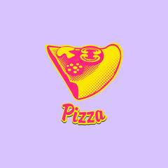 Creative pepperoni pizza icon design vector illustration 