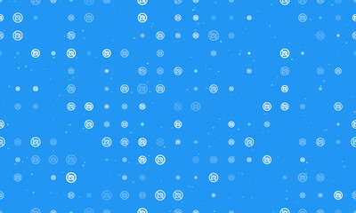 Fototapeta na wymiar Seamless background pattern of evenly spaced white no photo symbols of different sizes and opacity. Vector illustration on blue background with stars