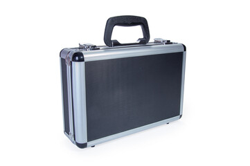 Case. The suitcase is black on a white background.