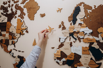 Travel Concept Backdrop Wallpaper - Map, Plane, Ocean - Closeup Of Commercial Airplane, Miniature - Adventure, Exploration Background