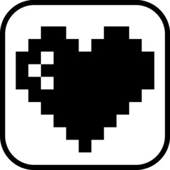 Fototapeta premium Valentine heart in retro pixel 8-bit computer graphics style. Vector icon