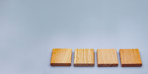 card isolated on white, wooden squares, for infographics or text, of four elements